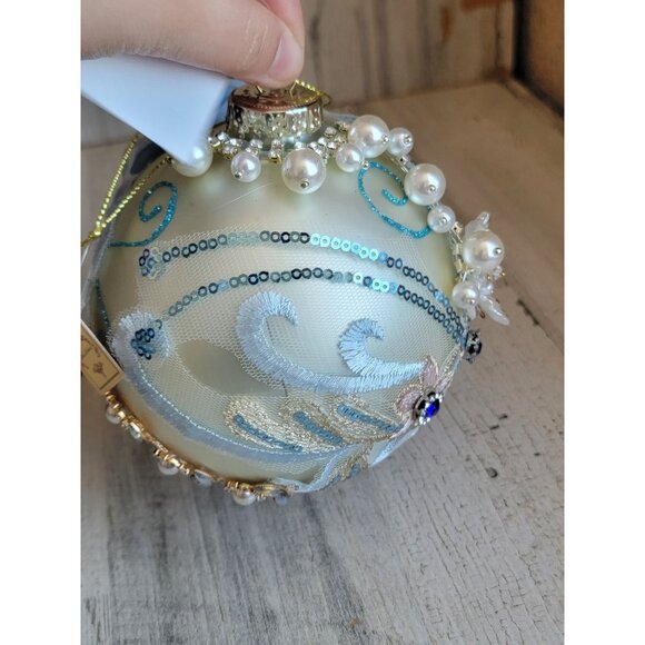 Mark roberts kings‎ jewel Ballorn Ivo ball ornament blue unique - Picture 6 of 9